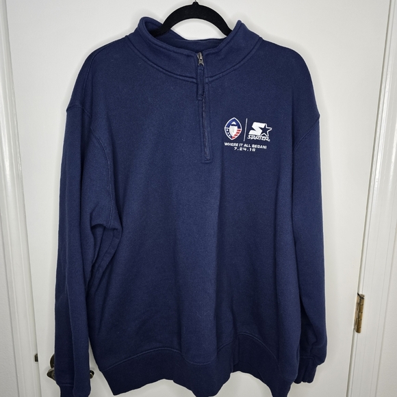 STARTER Blue Quarter Zip Sweatshirt Size 2X - Picture 1 of 5